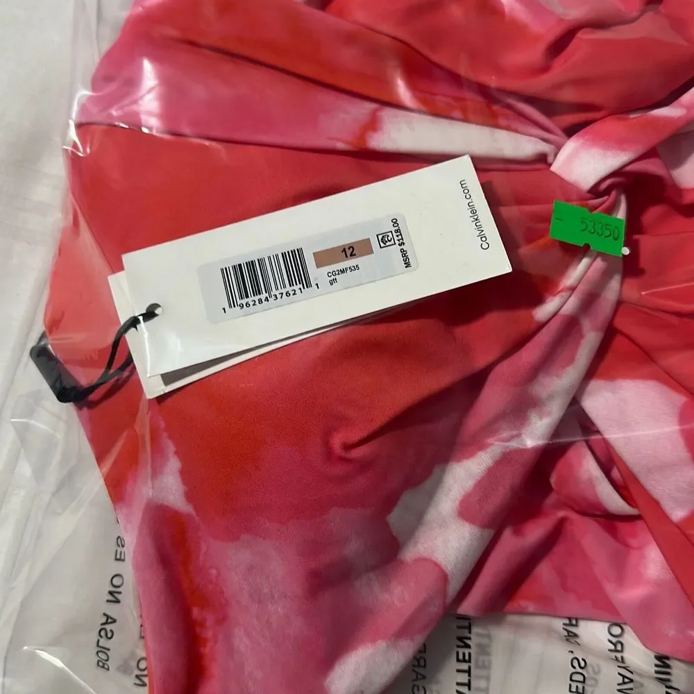 Calvin Klein Women's Pink Tie Dye Stretch V-Neck One Piece Swimsuit Size 12 - Picture 7 of 7